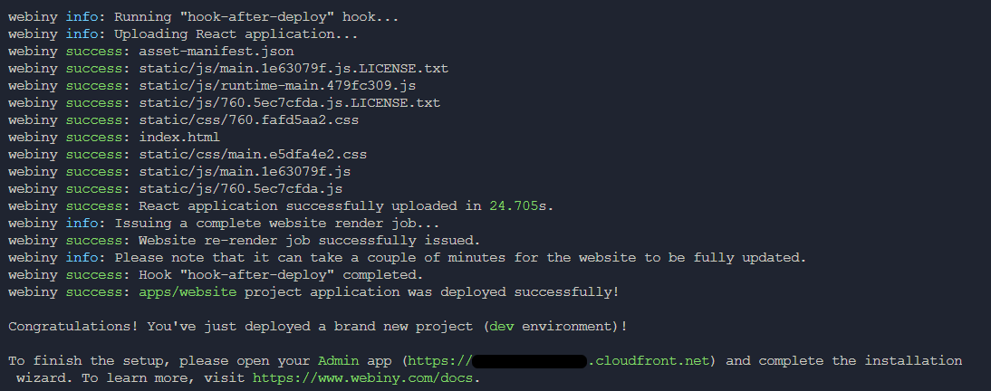 Webiny Deployed successfully