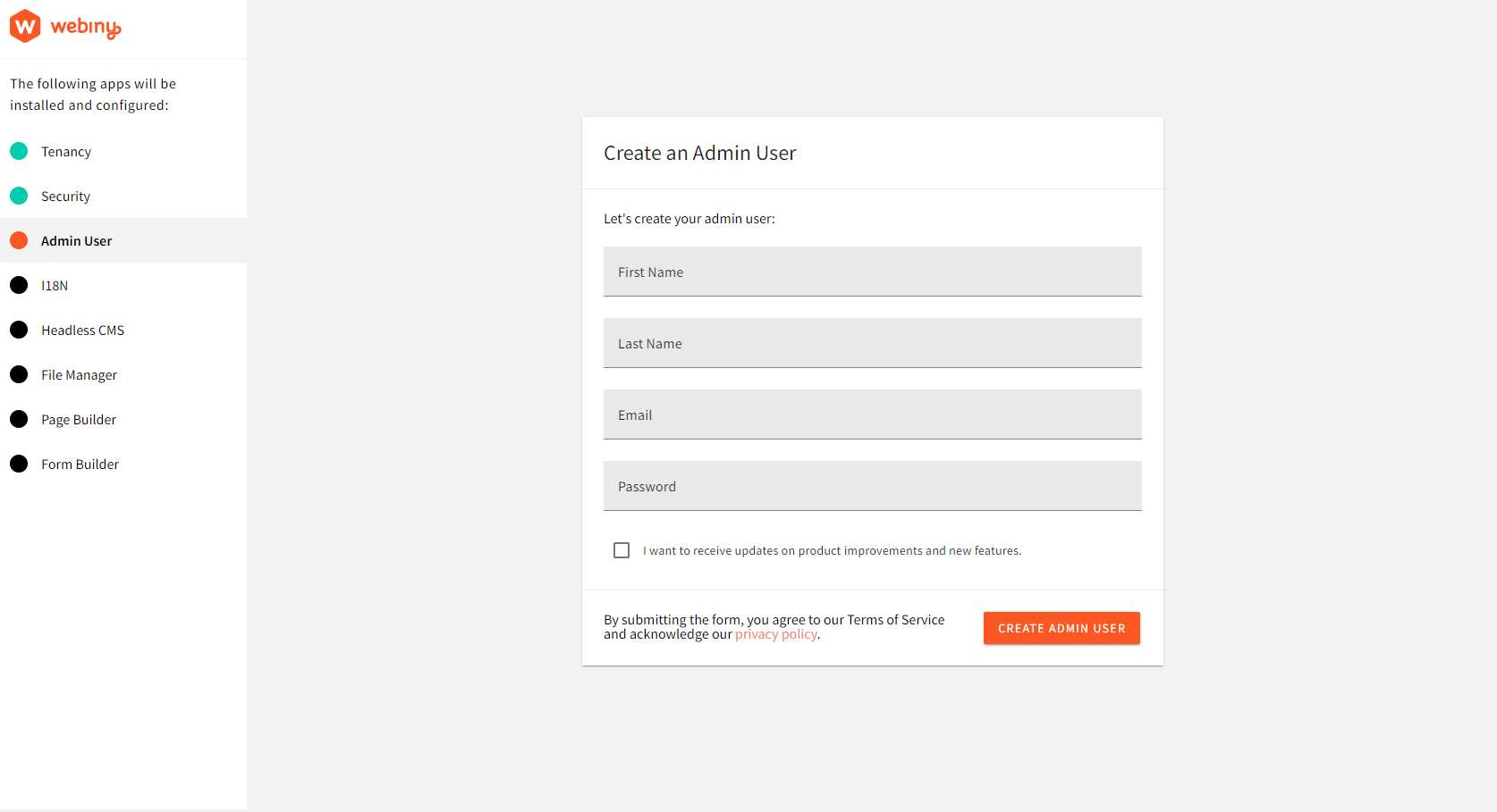 Admin User Creation