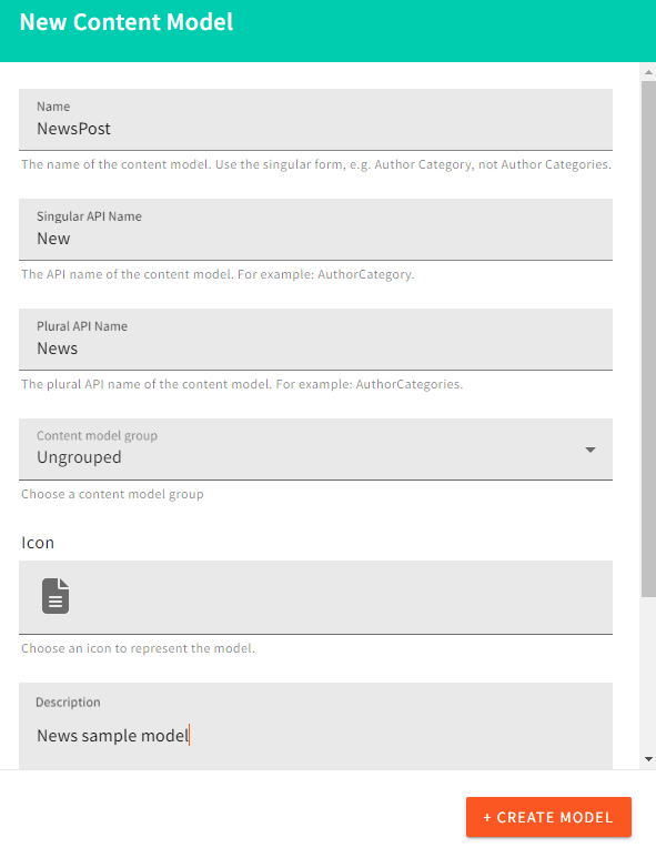 New Content Model Details