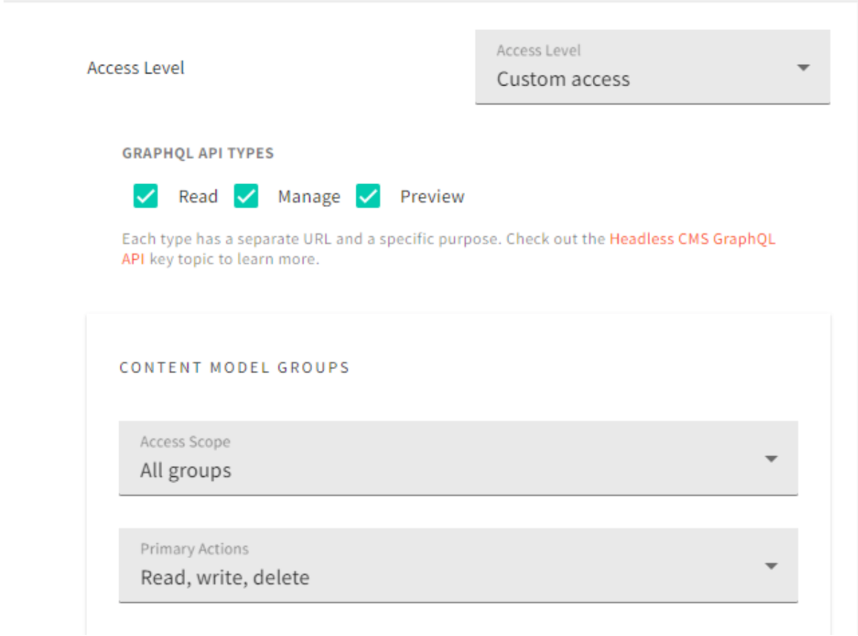 Custom API access levels