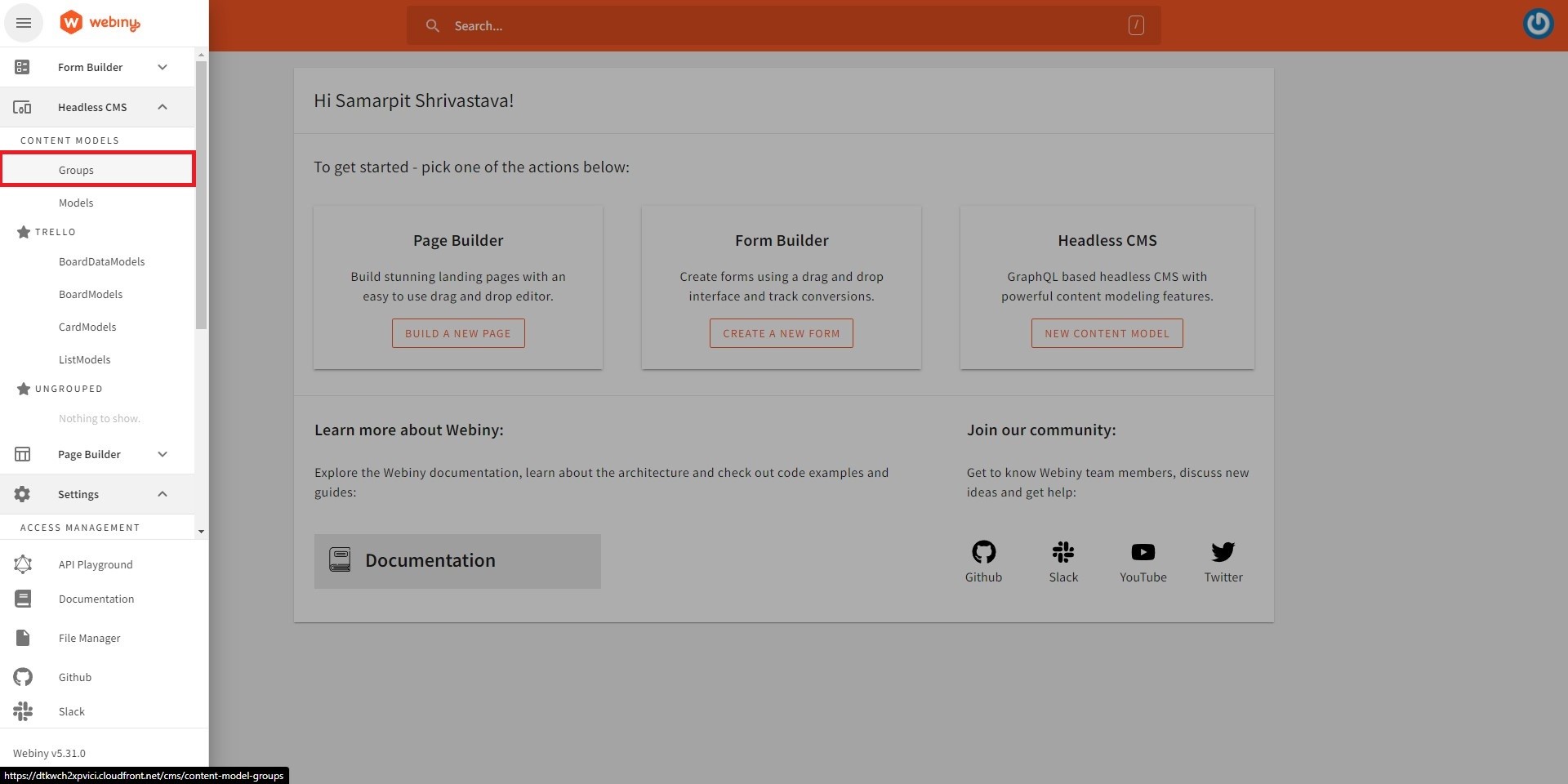Content Model  Group Menu