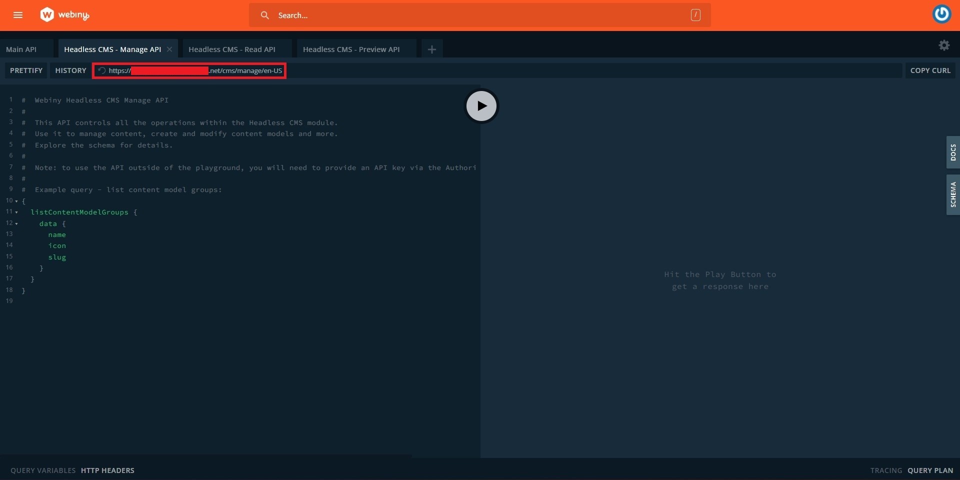 Manage API URL