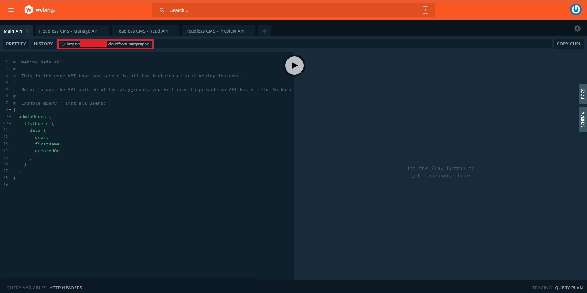 Main API URL