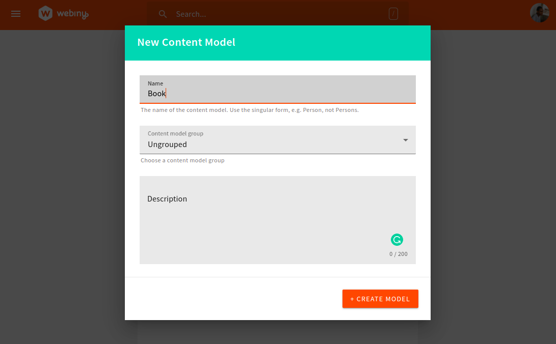 New content model form